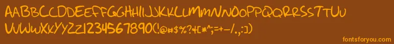 WriteLikeJesse-Schriftart – Orangefarbene Schriften auf braunem Hintergrund