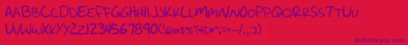 フォントWriteLikeJesse – 赤い背景に紫のフォント