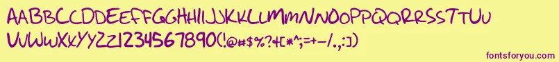 Fonte WriteLikeJesse – fontes roxas em um fundo amarelo