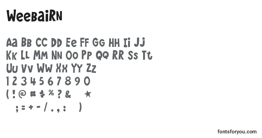 Schriftart Weebairn – Alphabet, Zahlen, spezielle Symbole