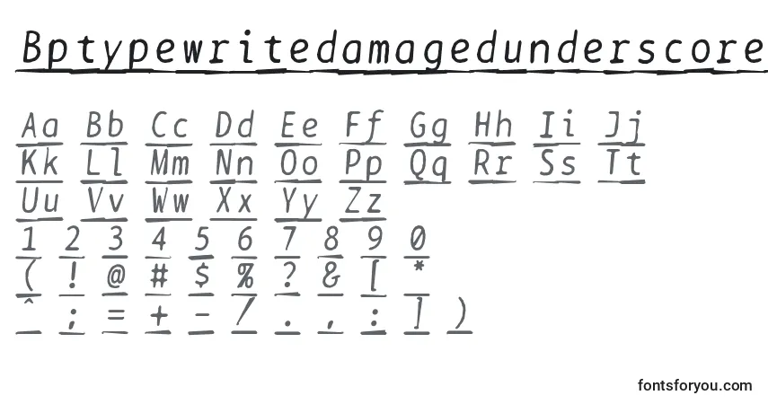 Шрифт Bptypewritedamagedunderscoreditalics – алфавит, цифры, специальные символы