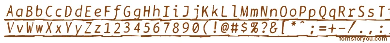 Bptypewritedamagedunderscoreditalics-fontti – ruskeat fontit valkoisella taustalla