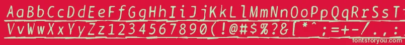 Police Bptypewritedamagedunderscoreditalics – polices vertes sur fond rouge