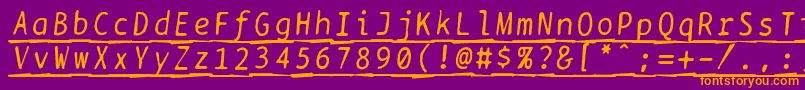Lisätietoja Bptypewritedamagedunderscoreditalics-fontista Bptypewritedamagedunderscoreditalics-fontti – oranssit fontit violetilla taustalla
