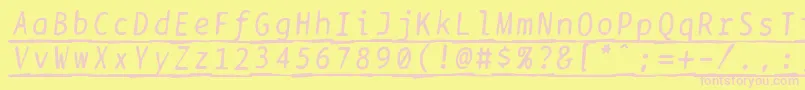 Fonte Bptypewritedamagedunderscoreditalics – fontes rosa em um fundo amarelo