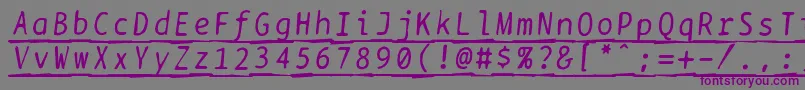 Шрифт Bptypewritedamagedunderscoreditalics – фиолетовые шрифты на сером фоне