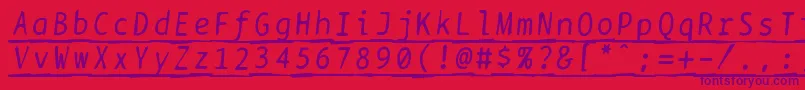 フォントBptypewritedamagedunderscoreditalics – 赤い背景に紫のフォント