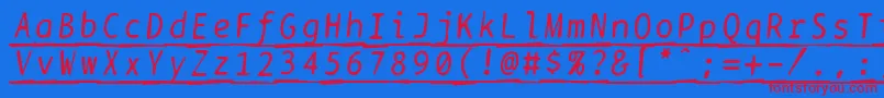 Bptypewritedamagedunderscoreditalics-fontti – punaiset fontit sinisellä taustalla