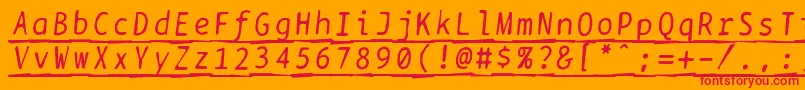 Czcionka Bptypewritedamagedunderscoreditalics – czerwone czcionki na pomarańczowym tle