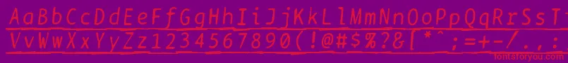 Bptypewritedamagedunderscoreditalics Font – Red Fonts on Purple Background