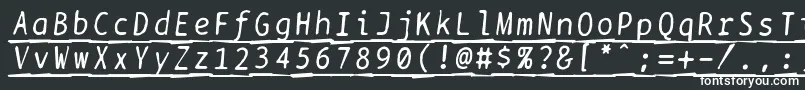Więcej informacji o czcionce Bptypewritedamagedunderscoreditalics Czcionka Bptypewritedamagedunderscoreditalics – białe czcionki