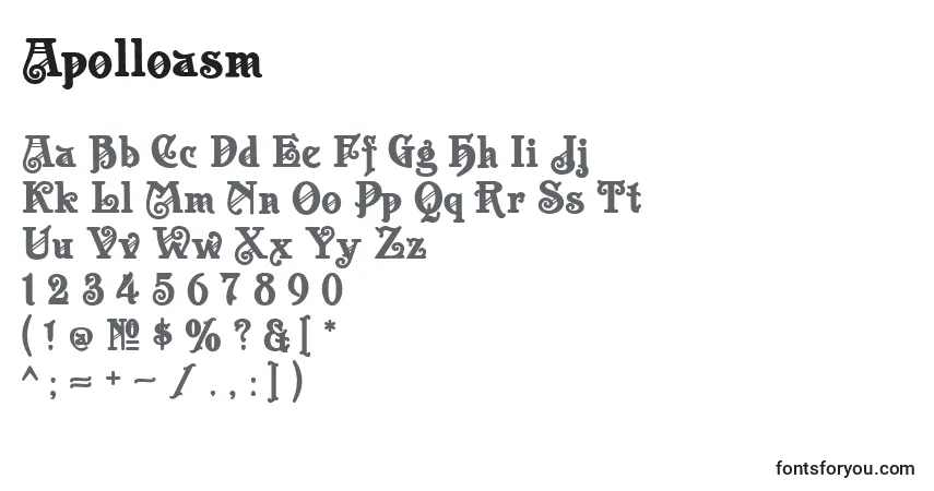 Apolloasm-fontti – aakkoset, numerot, erikoismerkit