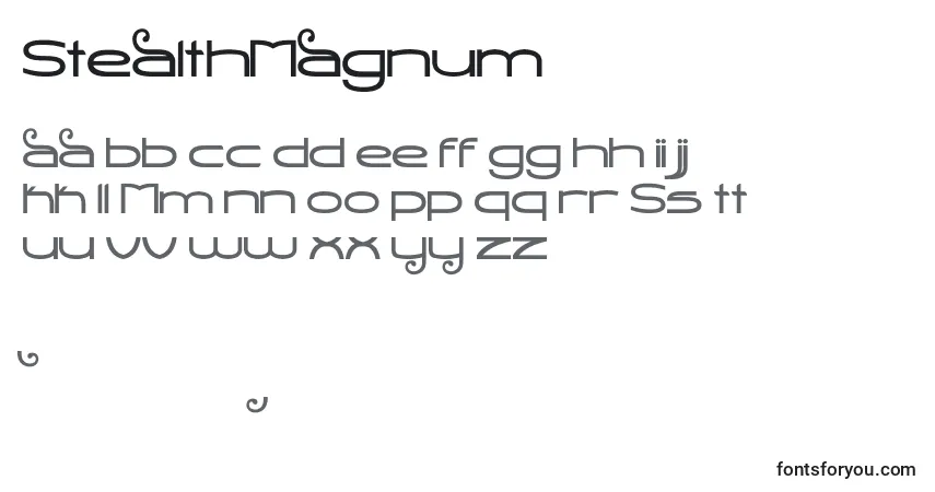 A fonte StealthMagnum – alfabeto, números, caracteres especiais