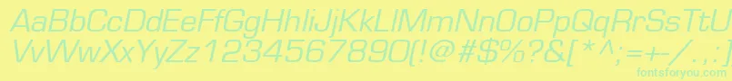 フォントEuromodeItalic – 黄色い背景に緑の文字