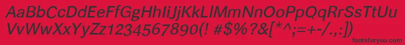 フォントHelvariitalic – 赤い背景に黒い文字