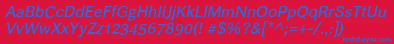 Helvariitalic Font – Blue Fonts on Red Background