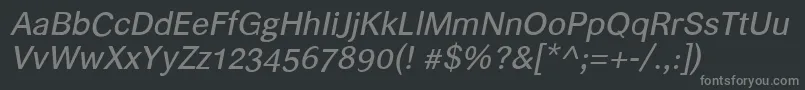 Шрифт Helvariitalic – серые шрифты на чёрном фоне