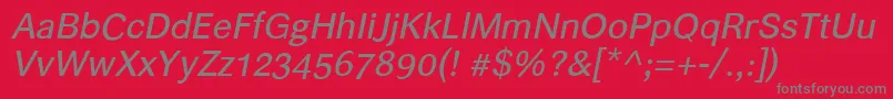 Helvariitalic Font – Gray Fonts on Red Background