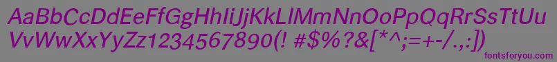 Шрифт Helvariitalic – фиолетовые шрифты на сером фоне