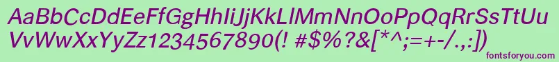 Helvariitalic Font – Purple Fonts on Green Background