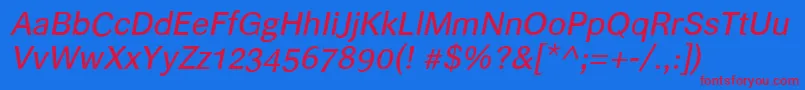 フォントHelvariitalic – 赤い文字の青い背景