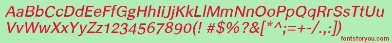 Helvariitalic Font – Red Fonts on Green Background