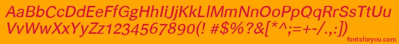 Helvariitalic Font – Red Fonts on Orange Background