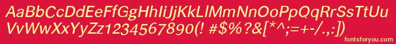 Helvariitalic Font – Yellow Fonts on Red Background