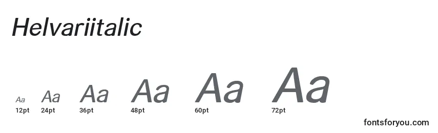 Размеры шрифта Helvariitalic