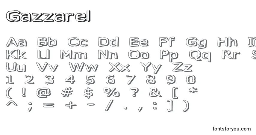 A fonte Gazzarel – alfabeto, números, caracteres especiais