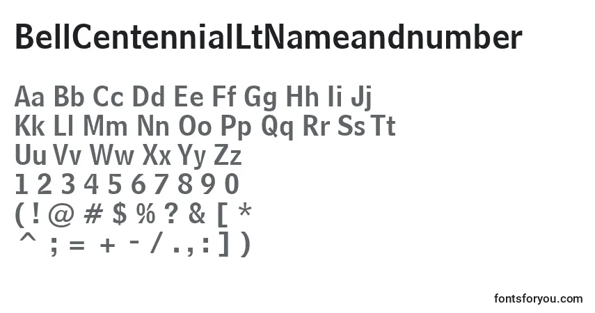 A fonte BellCentennialLtNameandnumber – alfabeto, números, caracteres especiais