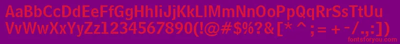 フォントBellCentennialLtNameandnumber – 紫の背景に赤い文字
