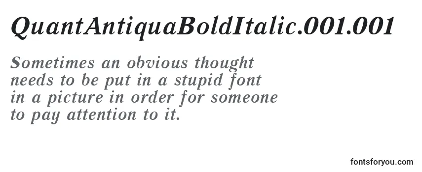 Review of the QuantAntiquaBoldItalic.001.001 Font