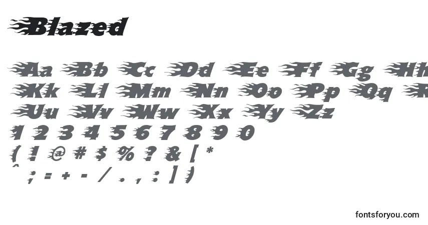 Шрифт Blazed – алфавит, цифры, специальные символы