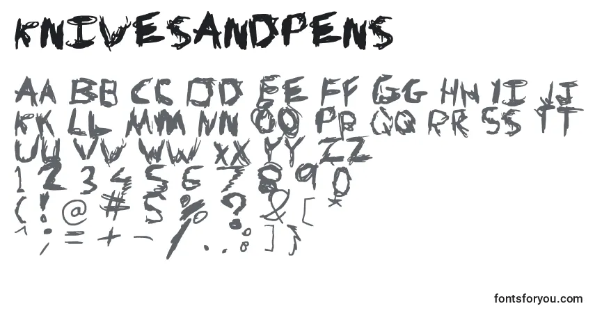 Schriftart KnivesAndPens – Alphabet, Zahlen, spezielle Symbole