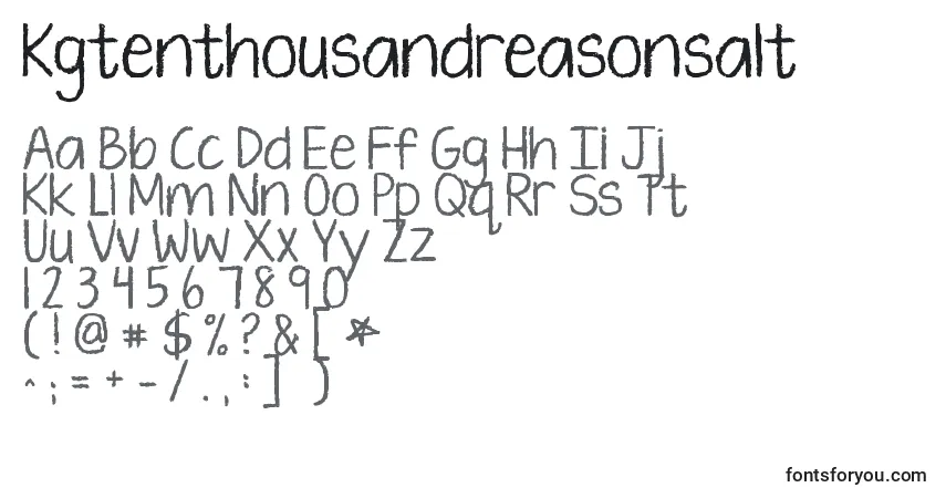 A fonte Kgtenthousandreasonsalt – alfabeto, números, caracteres especiais