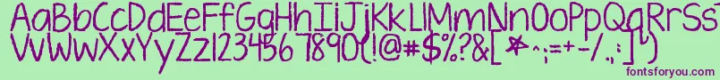 Kgtenthousandreasonsalt Font – Purple Fonts on Green Background