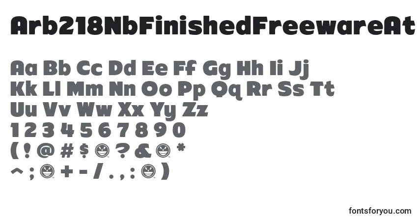 Шрифт Arb218NbFinishedFreewareAt (98418) – алфавит, цифры, специальные символы