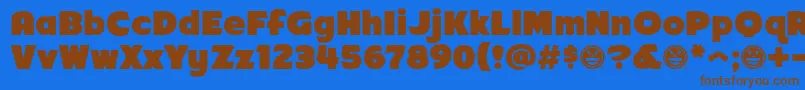 フォントArb218NbFinishedFreewareAt – 茶色の文字が青い背景にあります。