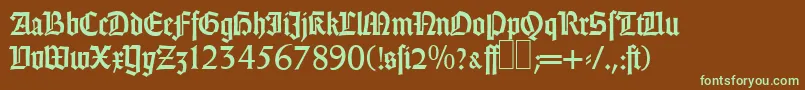 フォントGothicRegular – 緑色の文字が茶色の背景にあります。