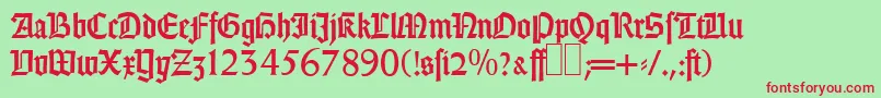 GothicRegular-fontti – punaiset fontit vihreällä taustalla