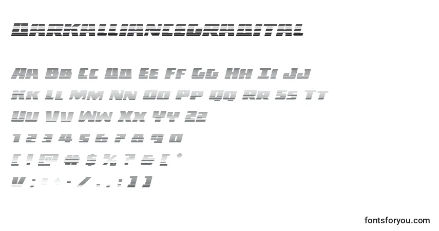 Шрифт Darkalliancegradital – алфавит, цифры, специальные символы