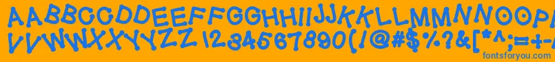 Geldoticajumpyheavyf-Schriftart – Blaue Schriften auf orangefarbenem Hintergrund