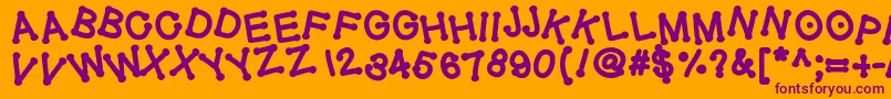 Geldoticajumpyheavyf-Schriftart – Violette Schriften auf orangefarbenem Hintergrund