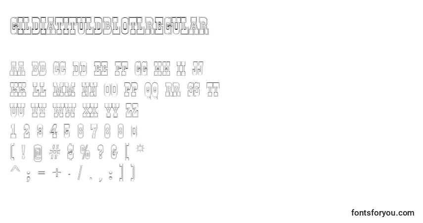 Шрифт GildiatituldblotlRegular – алфавит, цифры, специальные символы