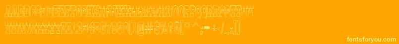 GildiatituldblotlRegular-Schriftart – Gelbe Schriften auf orangefarbenem Hintergrund