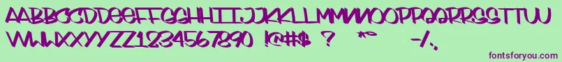 SydneyStyle-Schriftart – Violette Schriften auf grünem Hintergrund