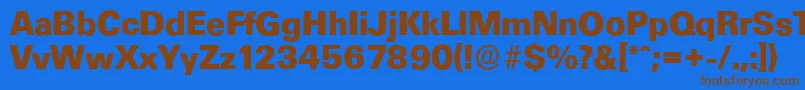 フォントUltimateserialXboldRegular – 茶色の文字が青い背景にあります。