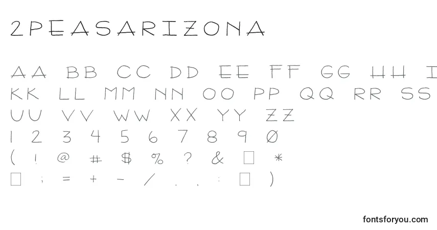 2peasArizona-fontti – aakkoset, numerot, erikoismerkit