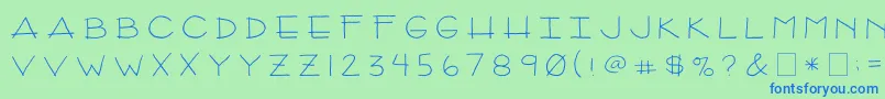 2peasArizona-fontti – siniset fontit vihreällä taustalla